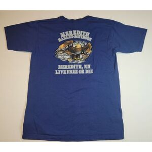 Harley-Davidson T-Shirt Mens Large. Blue Meredith‎ NH. Motorcycle Tee.